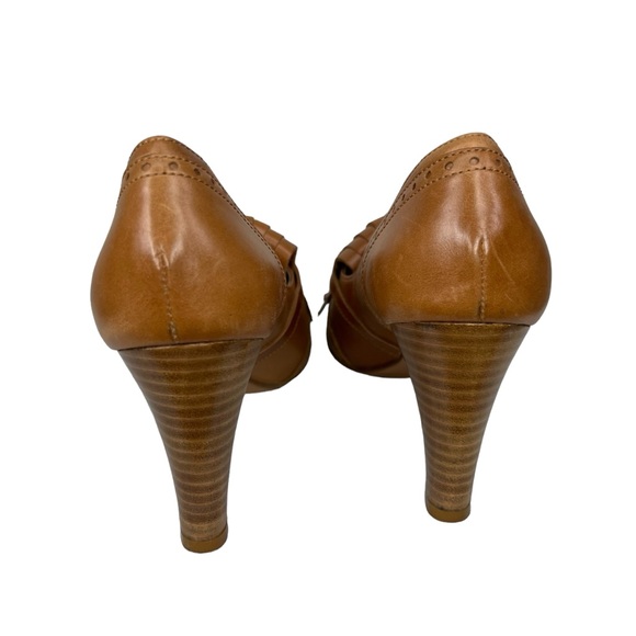 MaxMara Brown Leather Tassel Loafer Oxford Heel Vintage 36 1/2 - Picture 5 of 8